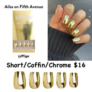 Red Aspen Gold Chrome Press-On Nails